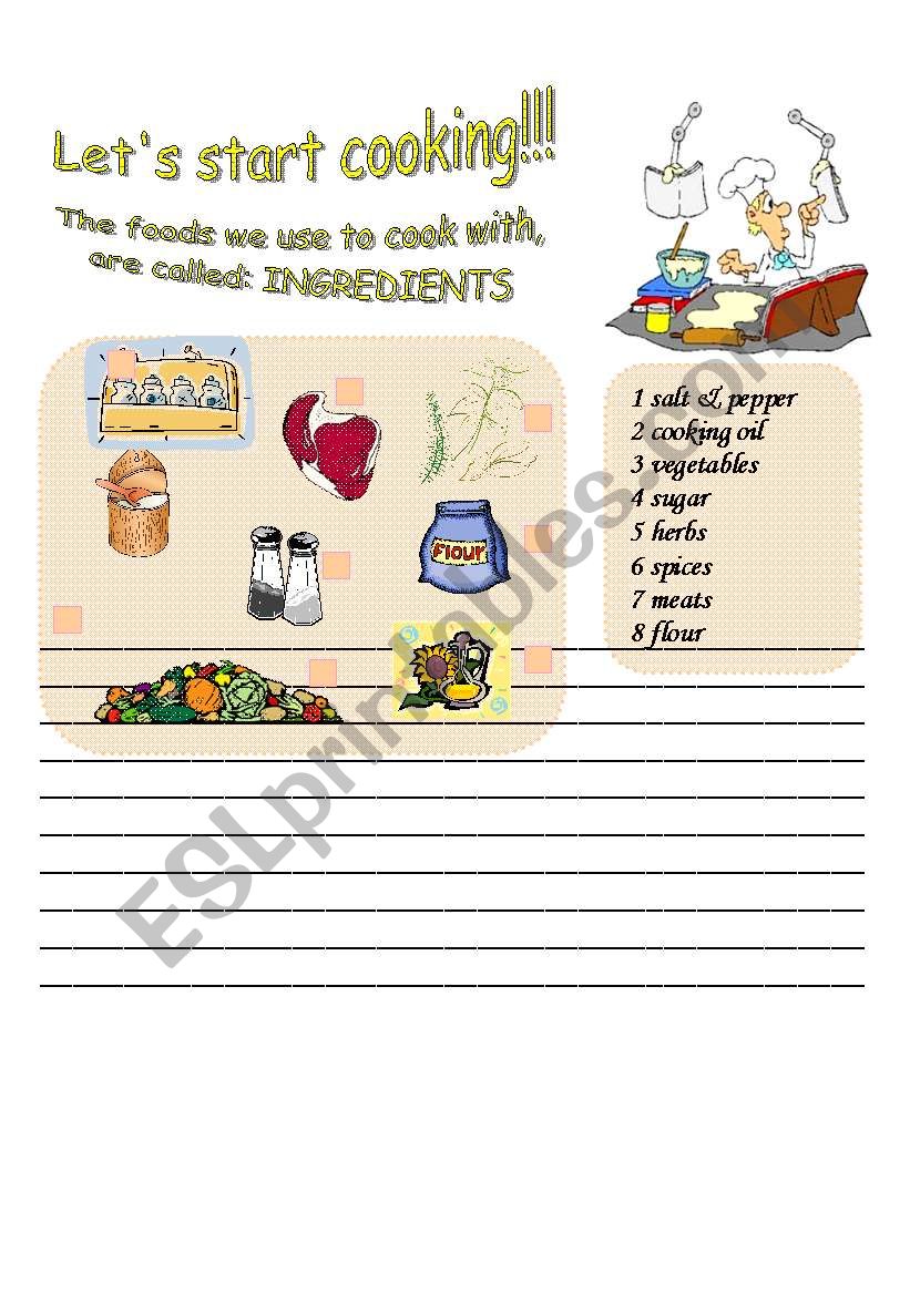 How to make a recipe [2] worksheet